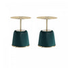 Table d’appoint moderne Anderson a plateau en metal et revetement en tissu vert – Lot de 2