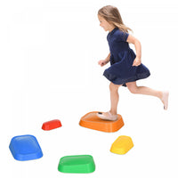 Outsunny 5 Pieces D'equilibre Pour Enfants, Parcours D'obstacles, Jeu Sensoriel, Pierres De Riviere,