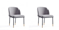  Chaise de salle a manger Flor en metal moderne a tissage serge gris - Lot de 2