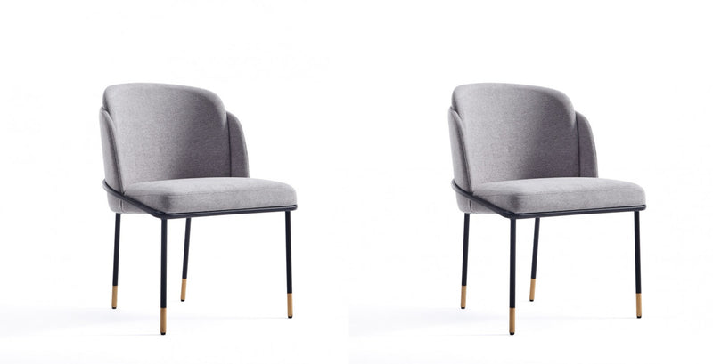 Chaise de salle a manger Flor en metal moderne a tissage serge gris - Lot de 2