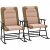 Outsunny Ensemble De 2 Chaises A Bascule Pliables Pour Patio, Marron Clair