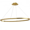 Lustre horizontal Circulo de Dainolite en silicone blanc qui diffuse la lumière, avec fini laiton vieilli et ampoule de 63 W