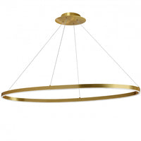 Lustre horizontal Circulo de Dainolite en silicone blanc qui diffuse la lumière, avec fini laiton vieilli et ampoule de 63 W
