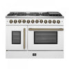 Cuisiniere a double combustible Galiano de 48 po, blanche, doubles fours de 6,58 pi³ – FFSGS6356-48WHT