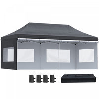 Outsunny 20' X 10' Tonnelle Gazebo Pliable Abri Tente Instantanee Avec Parois Laterales Amovibles, 4