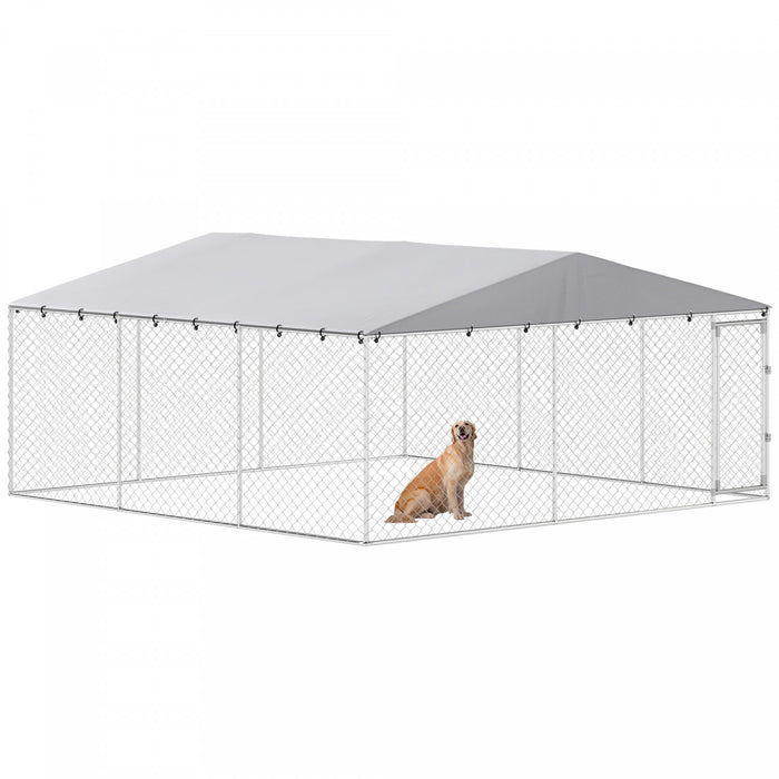 Enclos Exterieur pour Chien avec Toit Etanche 4,5 m x 4,5 m x 2,15 m