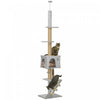 Pawhut Arbre A Chat Du Sol Au Plafond Pour Grands Chats Adultes, Tour A Chat Reglable En Hauteur De 89\"-104 Avec Griffoir, Maison Pour Chat, 3 Marches, Kit Anti-basculement, Gris