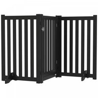 Pawhut Barriere Pliable Pour Chien Avec Porte, Barriere Autoportante A 3 Panneaux Avec Pieds De Sout