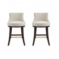  Tabouret de comptoir moderne Lucia en bois et chenille naturelle - Lot de 2