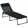 Chaise Longue Pliante D'exterieur Outsunny Pour Le Camping, La Randonnee, Noire.