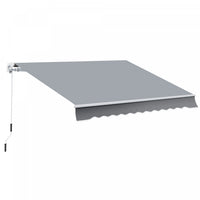 Outsunny 13'x8' Auvent De Patio Retractable Manuel Resistant A L'eau Pare-soleil Pour Terrasse Exter