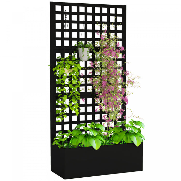Outsunny Jardiniere galvanisee avec treillis, 435\" x 16\" x 70\"