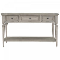  Table Console Sabina En Bois Massif Avec 3 Tiroirs Et Etagere - Gris Patine