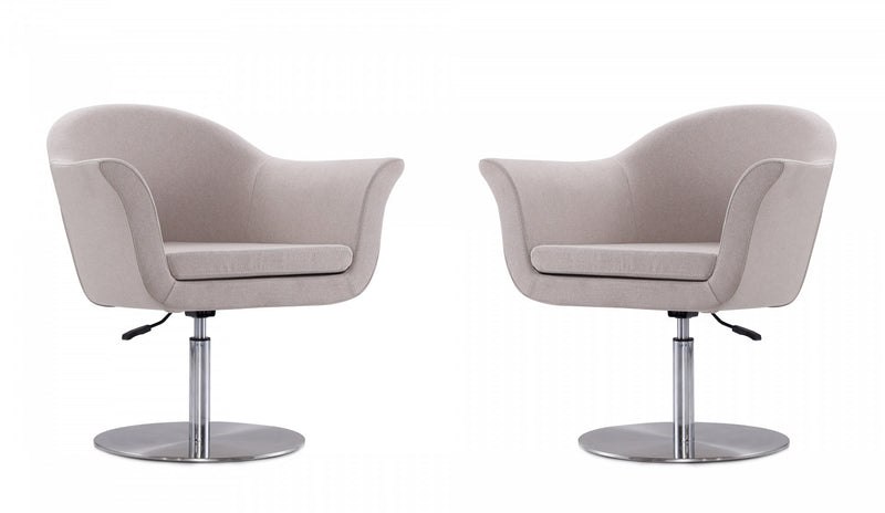 Fauteuil pivotant moderne tisse Voyager en melange de fibres, coloris orge - Lot de 2