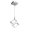 Luminaire suspendu Cubo de Dainolite avec cadre cubique, fini chromé poli et 2 ampoules