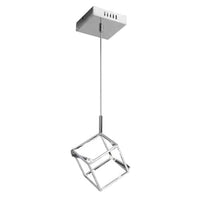 Luminaire suspendu Cubo de Dainolite avec cadre cubique, fini chromé poli et 2 ampoules
