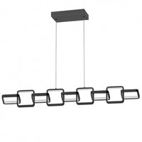 Luminaire suspendu horizontal Patsy de Dainolite en silicone blanc qui diffuse la lumière, avec fini noir mat et ampoule à DEL de 59 W