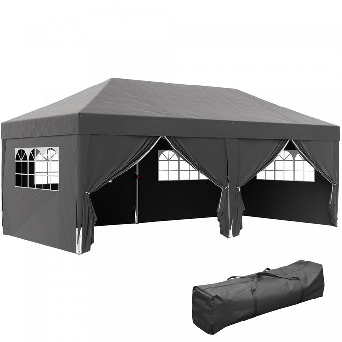 Outsunny Tente Exterieure Facile A Plier Gazebo De Fete 10'x20', Noir