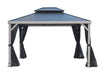 Gazebo Yosemite 10x12 Double Toit En Acier, Poteaux En Aluminium Finition Bois