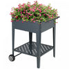 Outsunny Lit De Jardin Sureleve Avec Roues, 25\"x 22\" X 31\" En Acier Galvanise Avec Pieds Et Etagere De Rangement Pour Jardin Exterieur, Terrasse Pour Cultiver Des Legumes, Des Herbes, Des Fleurs, Gris