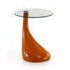 Table d’appoint moderne Lava avec plateau en verre, orange