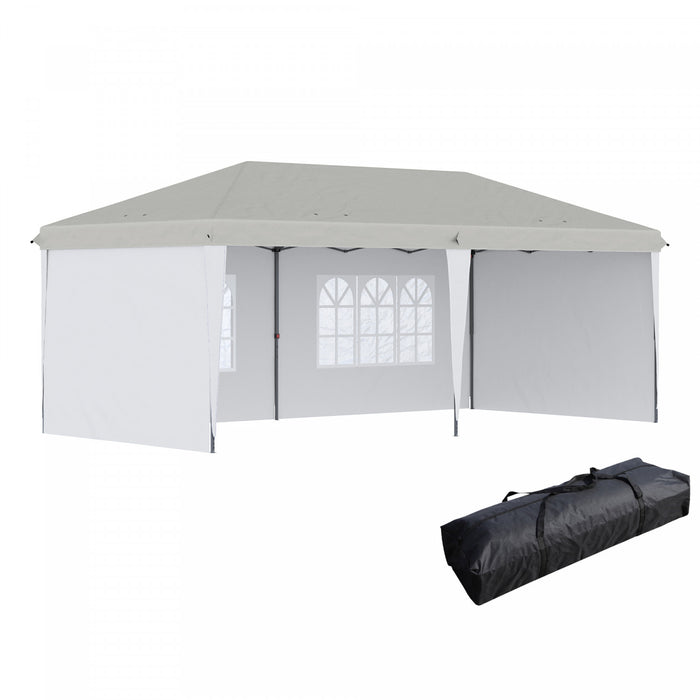 Outsunny 10'x 20' Abri Instantane Tente De Partie, Auvent D'exterieur Avec Sac De Transport, Blanc