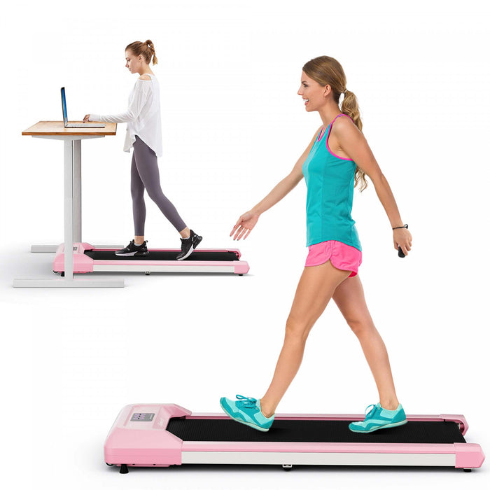 Superfit 0.6-3.8mph Tapis De Marche Sous Tapis Roulant De Bureau Avec Telecommande Et Ecran Led Rose