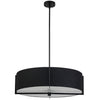 Luminaire suspendu Preston de Dainolite de 26 po de diamètre avec abat-jour noir, fini noir mat et 4 ampoules