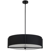 Luminaire suspendu Preston de Dainolite de 26 po de diamètre avec abat-jour noir, fini noir mat et 4 ampoules