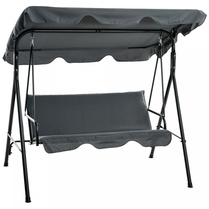 Outsunny Balancoire De Patio A 3 Places Avec Auvent Reglable, Gris