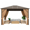 Costway 12’ X 10’ Patio Hardtop Gazebo Avec Acier Galvanise Cadre Superieur En Aluminium Exterieur
