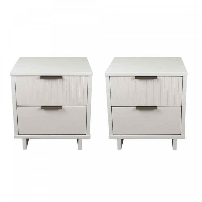 Table de nuit Granville Modern 18\" en blanc (2 tiroirs) - Lot de 2