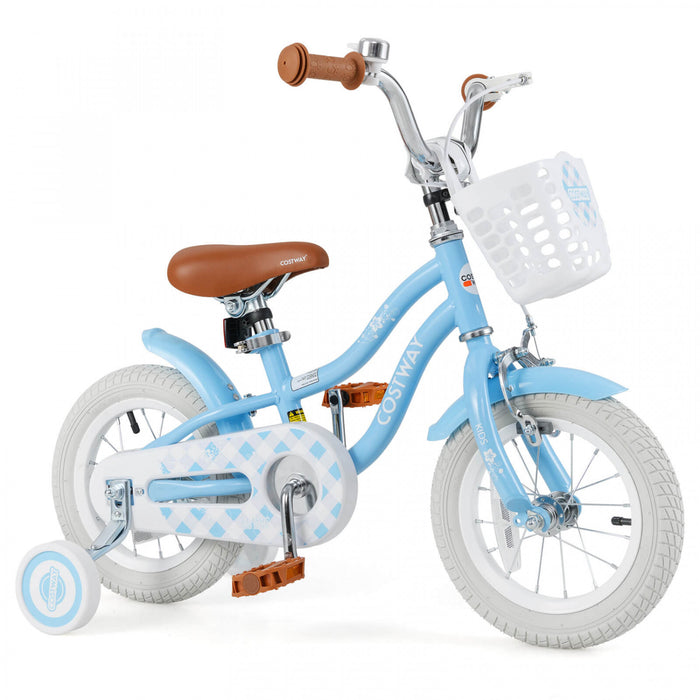Bicycle Costway 12\" Pour Enfants De 3 A 4 Ans Bicycle Avec Frein A Main Avant Bleu