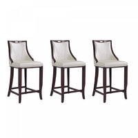 Tabouret de bar en bois traditionnel Emperor avec assise rembourree, blanc perle – Lot de 3