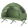 Tente-lit de camping Outsunny, ensemble pliable et portable pour l'exterieur avec surelevation, vert