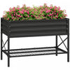 Outsunny Jardiniere surelevee en acier galvanise avec etagere de rangement