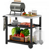 Outsunny Table de four a pizza BBQ Cart avec roulettes a 2 niveaux, noir