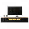 Oliver meuble TV mural avec eclairage LED et rangement, noir