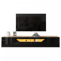  Oliver meuble TV mural avec eclairage LED et rangement, noir