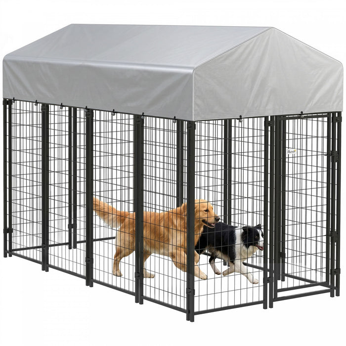 Grand Chenil Exterieur 2,44 m x 1,22 m x 1,83 m avec Treillis en Acier