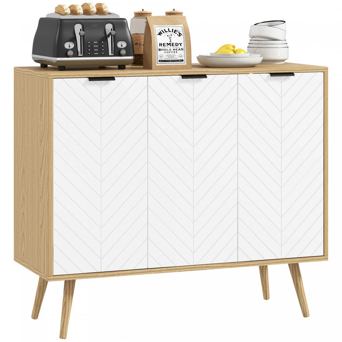 HOMCOM Armoire de rangement buffet armoire d'appoint etageres reglables