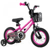 Costway 12\" Velo Pour Enfants Avec Roues D'entrainement Guidon Reglable Et Frein A Main De Siege Rose