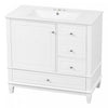 Fanny Meuble-lavabo de 36\" avec vasque en ceramique et charnieres a fermeture douce, Blanc