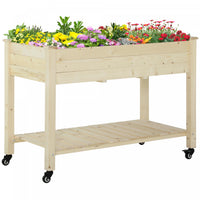 Outsunny Jardiniere Surelevee Surelevee Pour Jardiniere Mobile En Bois Avec Roues Verrouillables, Et