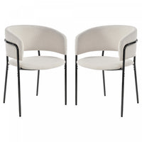  Ethan Ensemble de 2 chaises d’appoint modernes avec assise en velours cotele, pieds inclines et pieds reglables, beige