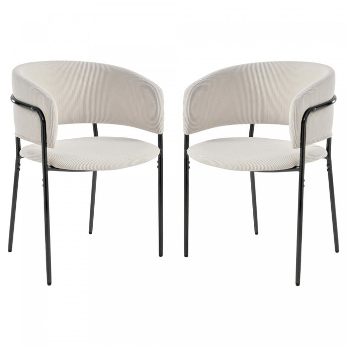 Ethan Ensemble de 2 chaises d’appoint modernes avec assise en velours cotele, pieds inclines et pieds reglables, beige