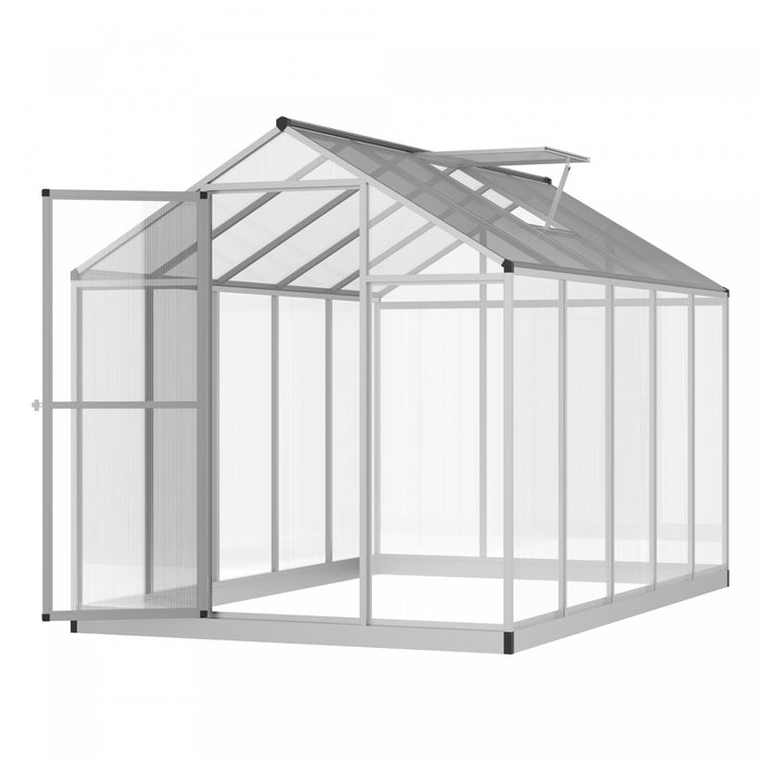Outsunny Serre De Jardin Aluminium Polycarbonate 5,5 MĠ Dim. 3,03l X 1,83l X 1,95h M Fondation Lucarne Porte Loquet