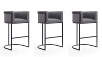 Tabouret de bar cosmopolite mi-siecle moderne en metal et tissu gris - Lot de 3