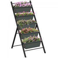Outsunny Lit De Jardin Sureleve Vertical A 5 Etages, Gris
