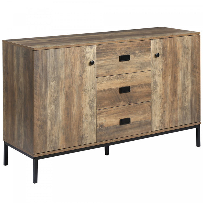 HOMCOM Buffet industriel, armoire de rangement, cupboard brun